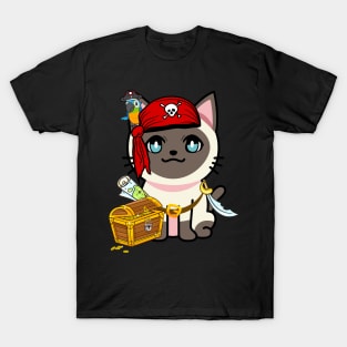 Cute siamese cat is a pirate T-Shirt